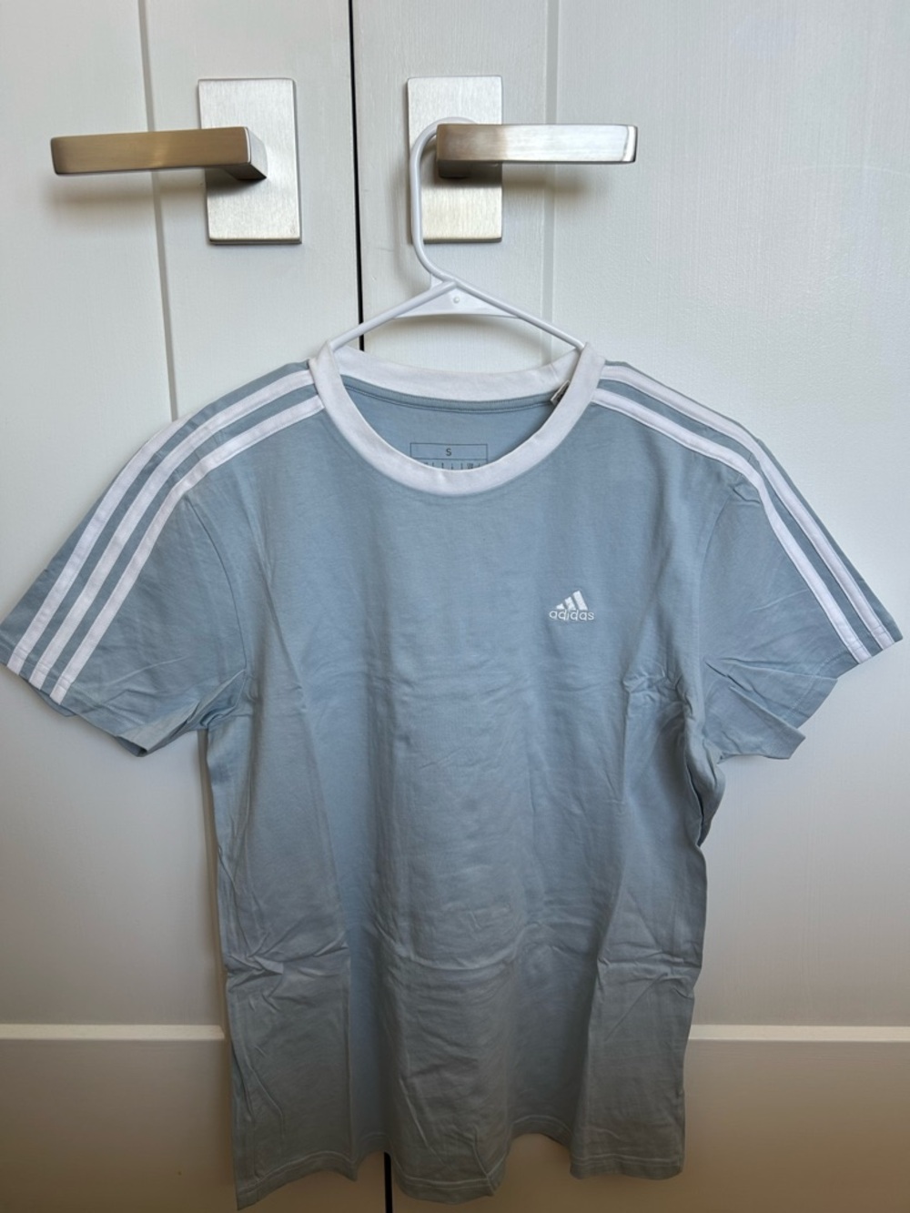 Adidas women's Light Blue Three-Stripe Crew T-Shirt